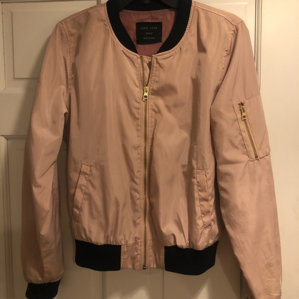 Blush Pink Bomber Jacket - Medium